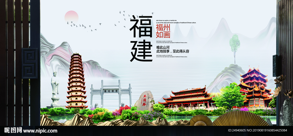 福州如画中国风城市形象海报广告