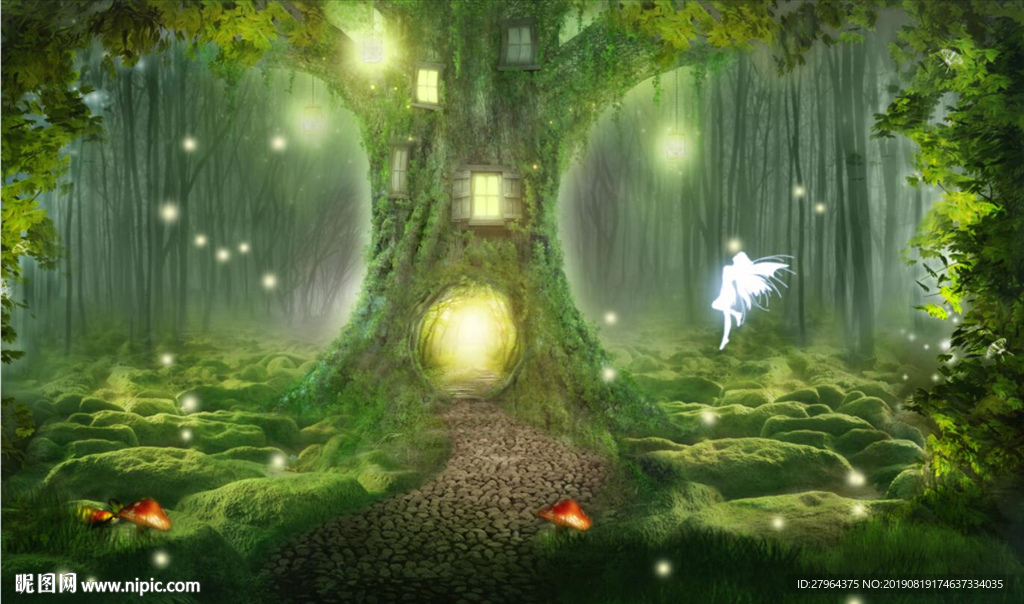 梦幻森林背景墙装饰