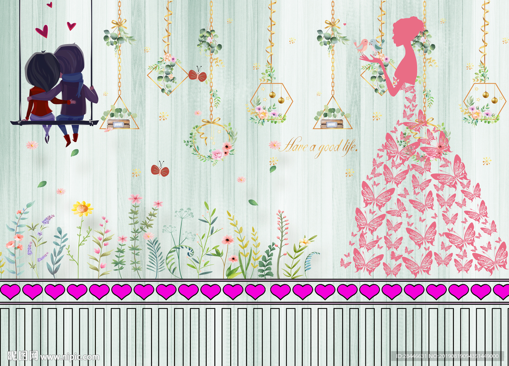 儿童房卡通背景墙