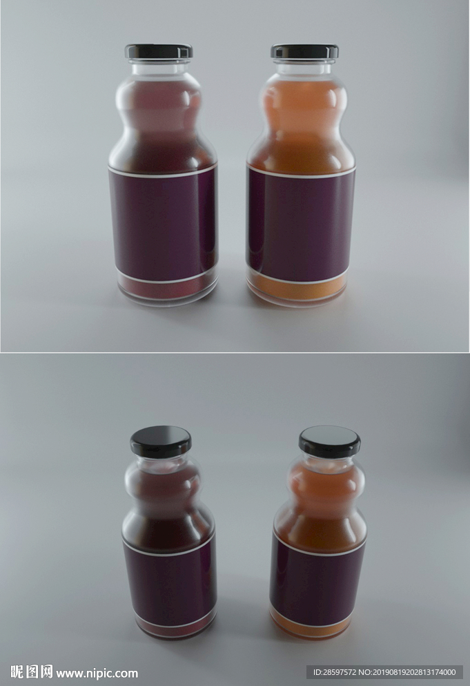 C4D饮料瓶 玻璃瓶 果汁