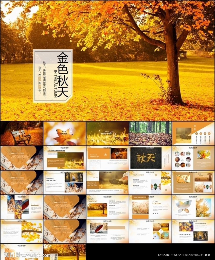 邂逅秋天秋季中秋重阳ppt模板
