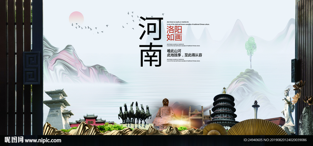 洛阳如画中国风城市形象海报广告