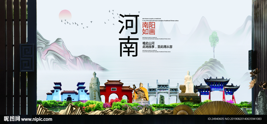 南阳如画中国风城市形象海报广告