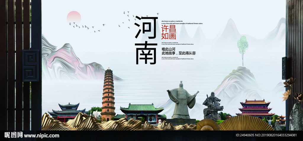 许昌如画中国风城市形象海报广告