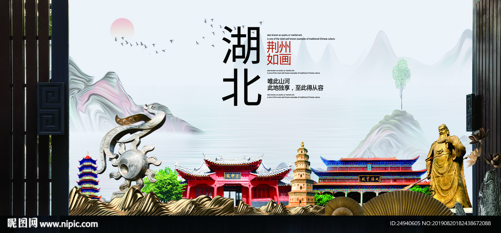 荆州如画中国风城市形象海报广告