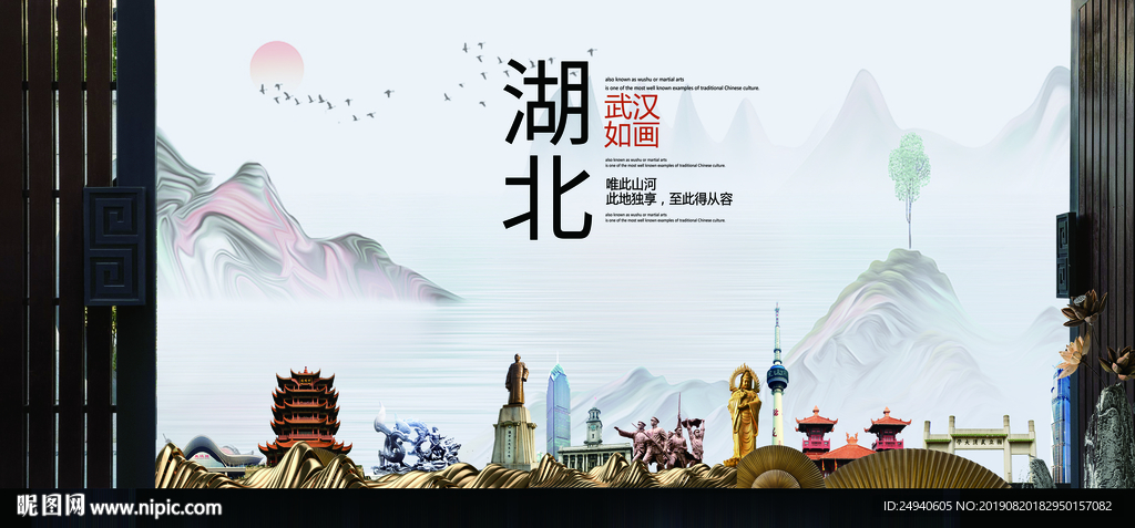武汉风光中国风城市形象海报广告