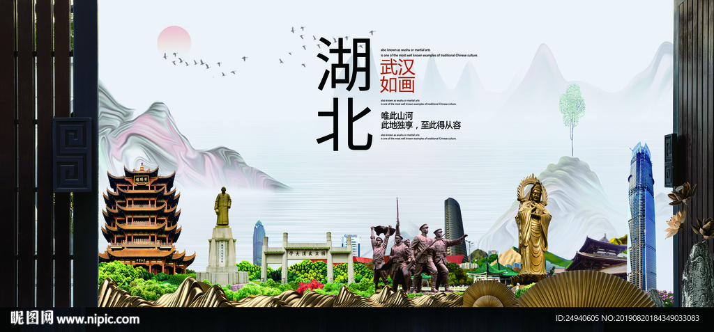 武汉人文中国风城市形象海报广告