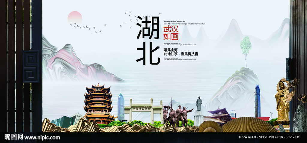 武汉印象中国风城市形象海报广告