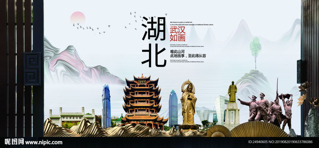 武汉如画中国风城市形象海报广告