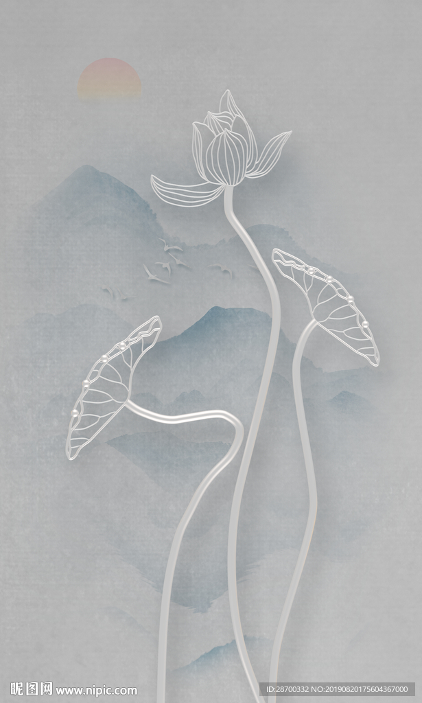 立体荷花装饰画