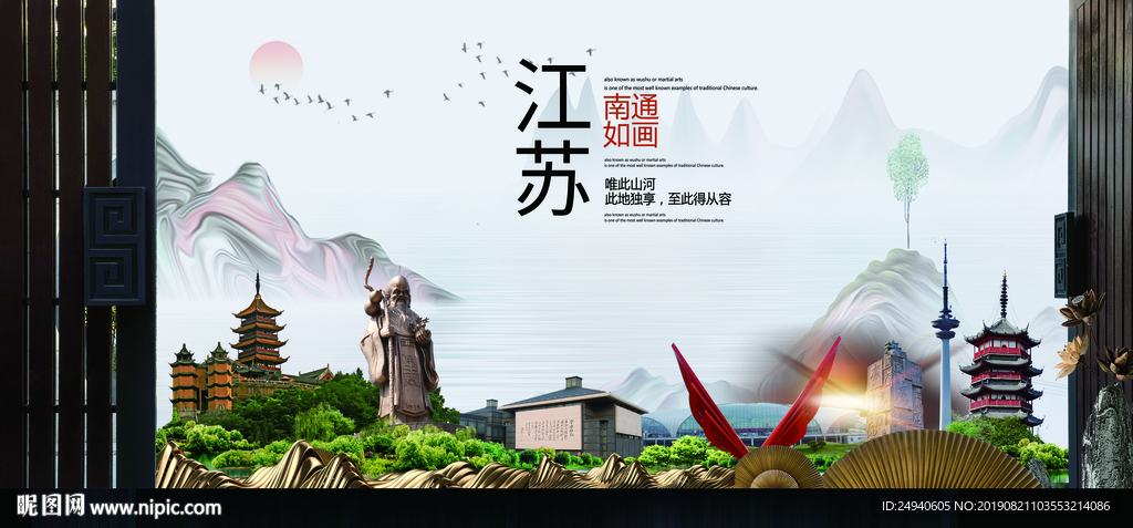 南通如画中国风城市形象海报广告