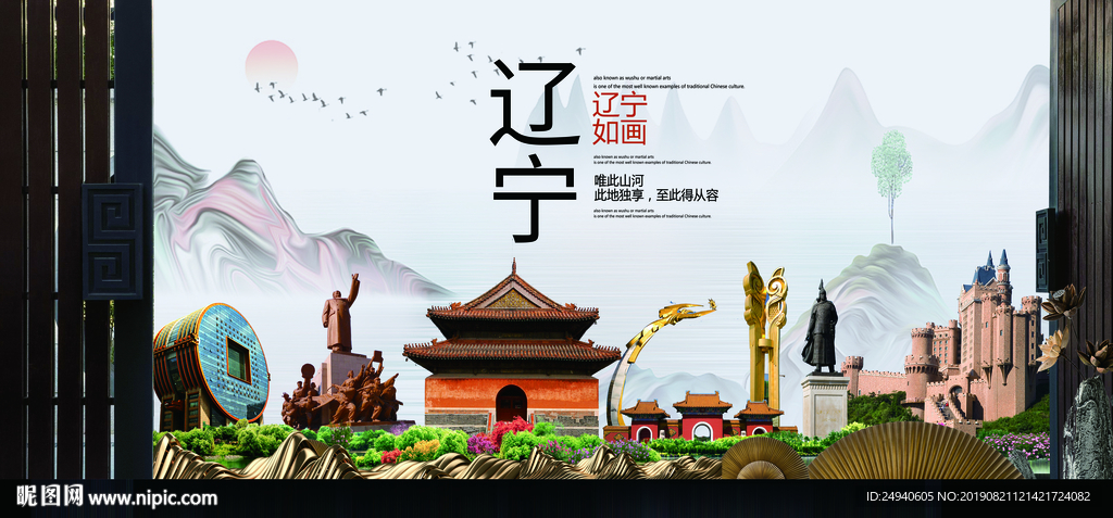 辽宁如画中国风城市形象海报广告