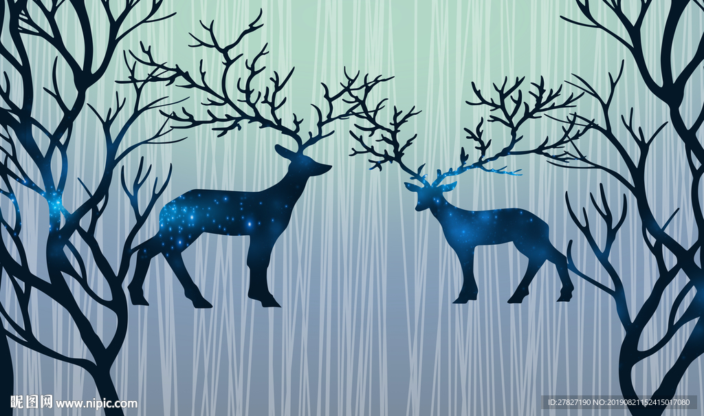 深林鹿 欧式麋鹿 3D鹿 北欧