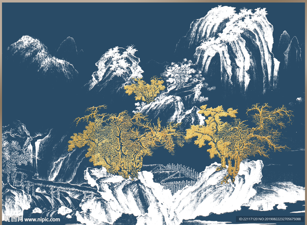 金色松树装饰画