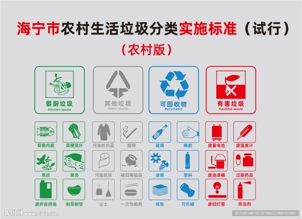 海宁圾分类标准 农村版