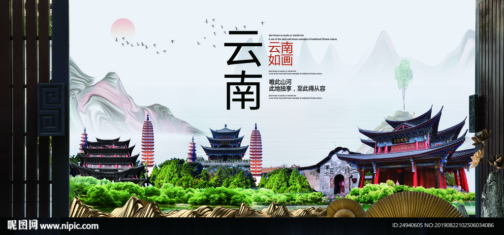 美丽云南中国风城市形象海报广告