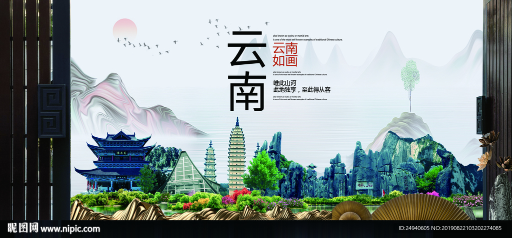 宜居云南中国风城市形象海报广告