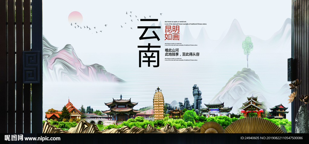 生态昆明中国风城市形象海报广告