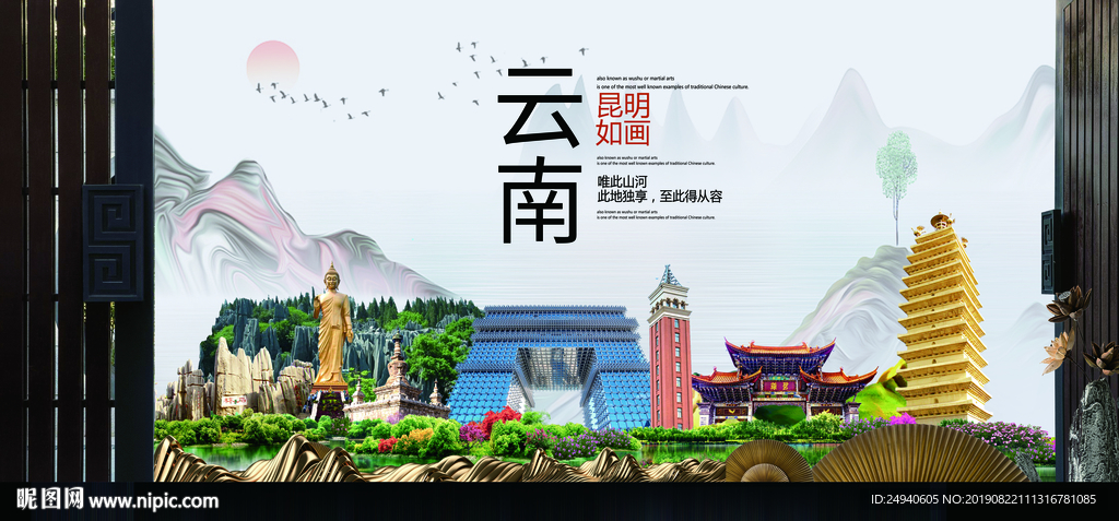 昆明印象中国风城市形象海报广告