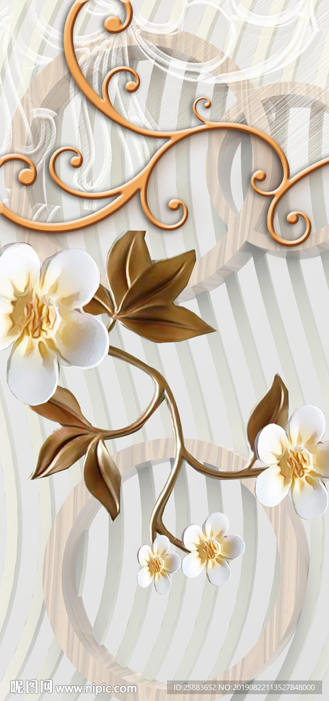 花藤浮雕玄关背景