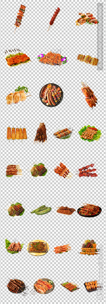 烧烤烤串撸串夏日美食素材PNG