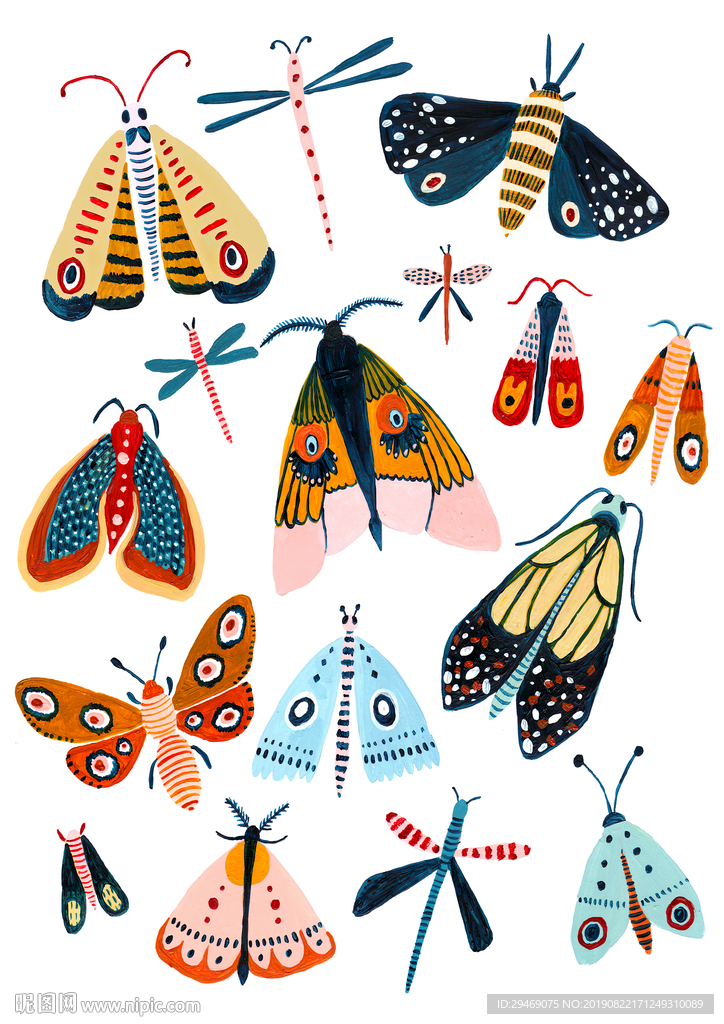 手绘插画水彩画卡通画昆虫