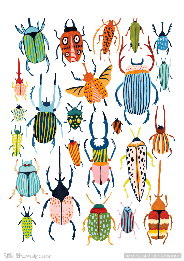 手绘插画水彩画卡通画昆虫