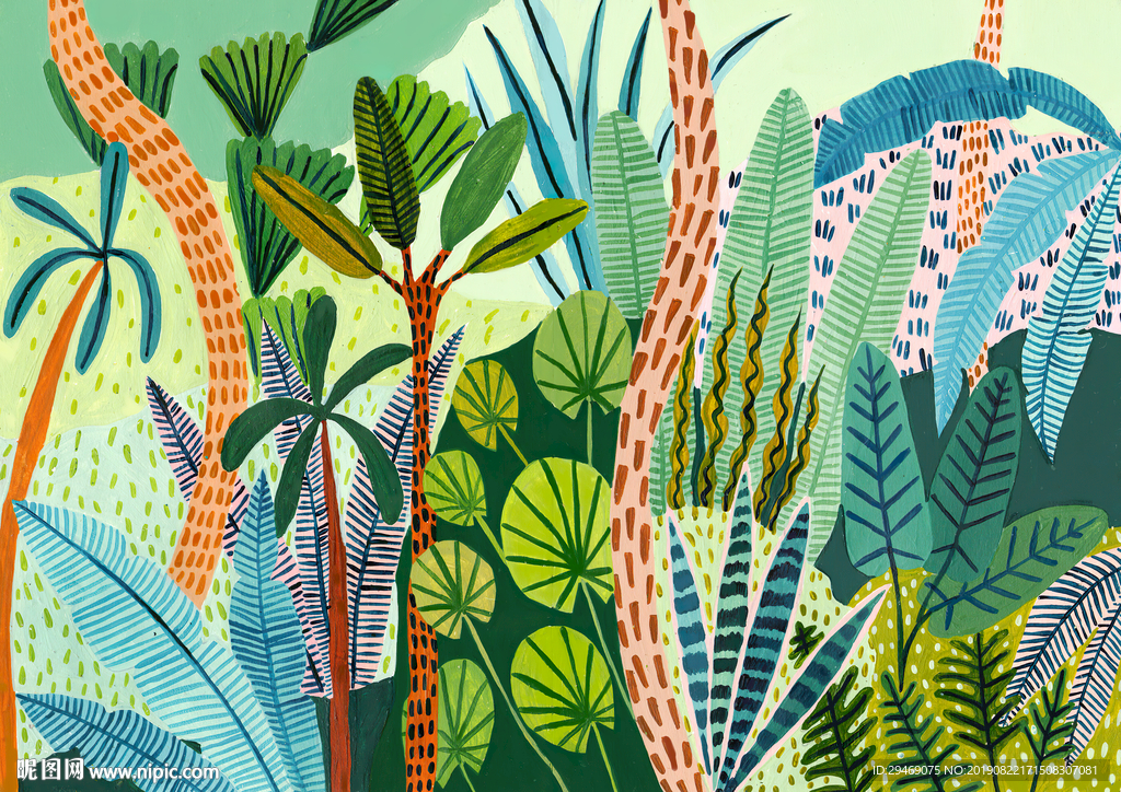 花草木水彩画手绘插画创意装饰画