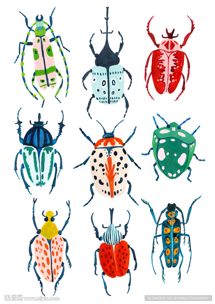手绘插画水彩画卡通画昆虫