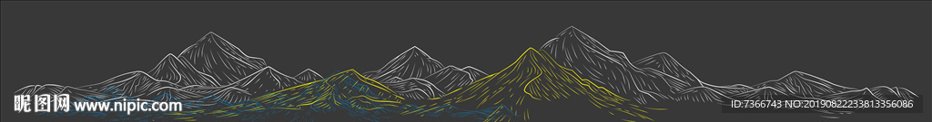 山线稿 山峰 群山