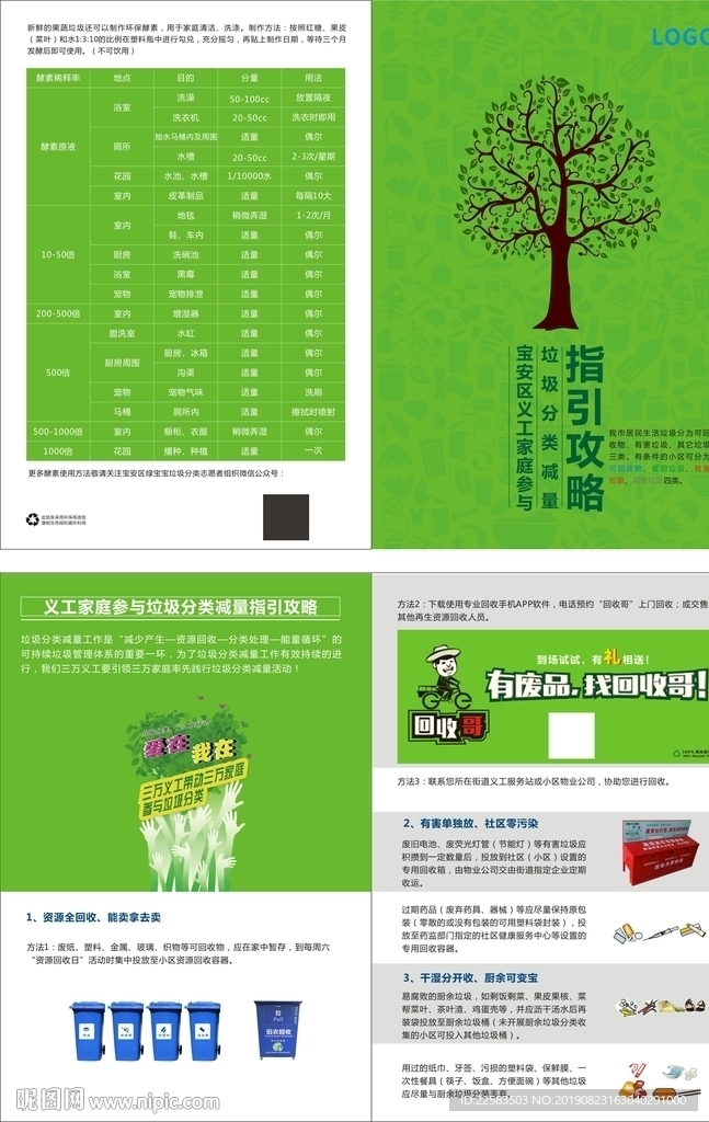 绿色垃圾分类指导手二折页