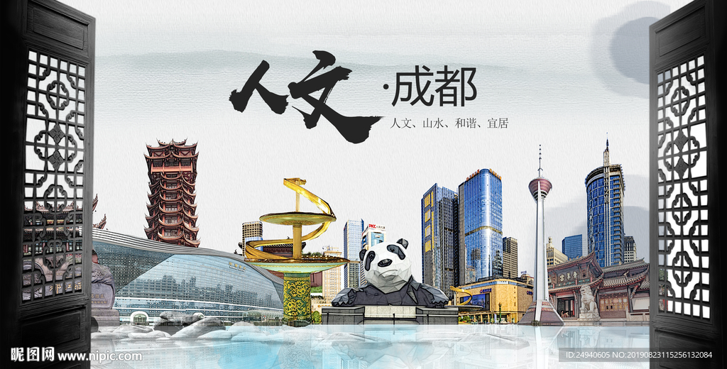 人文成都中国风城市形象海报广告
