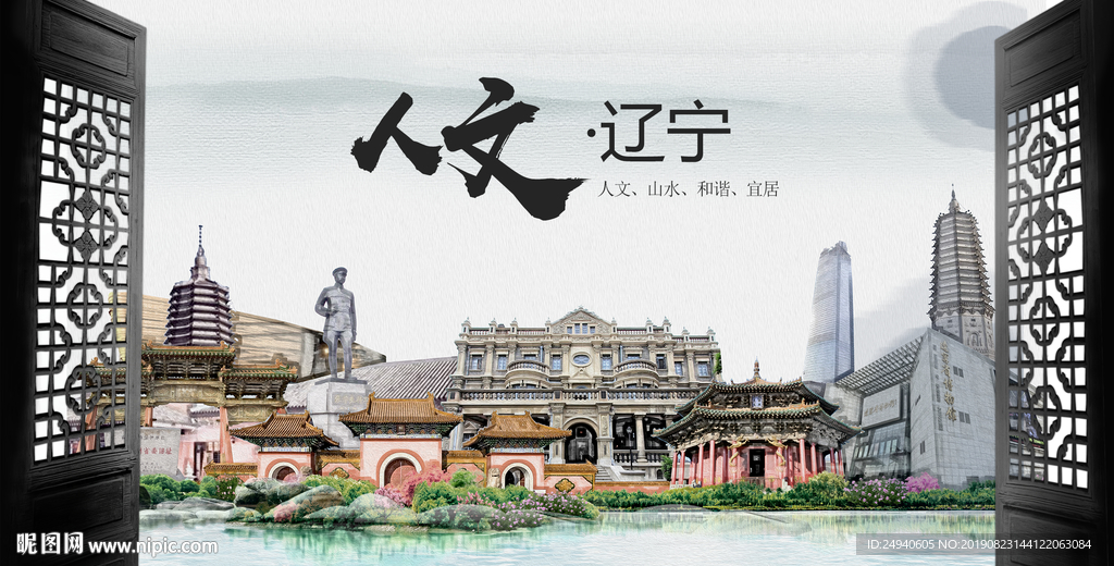 人文辽宁中国风城市形象海报广告