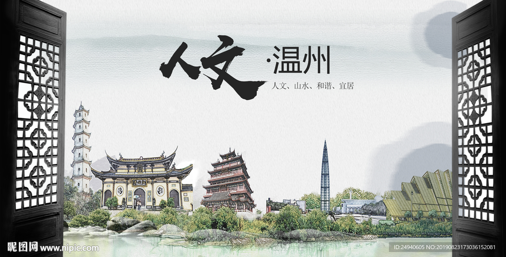 人文温州中国风城市形象海报广告