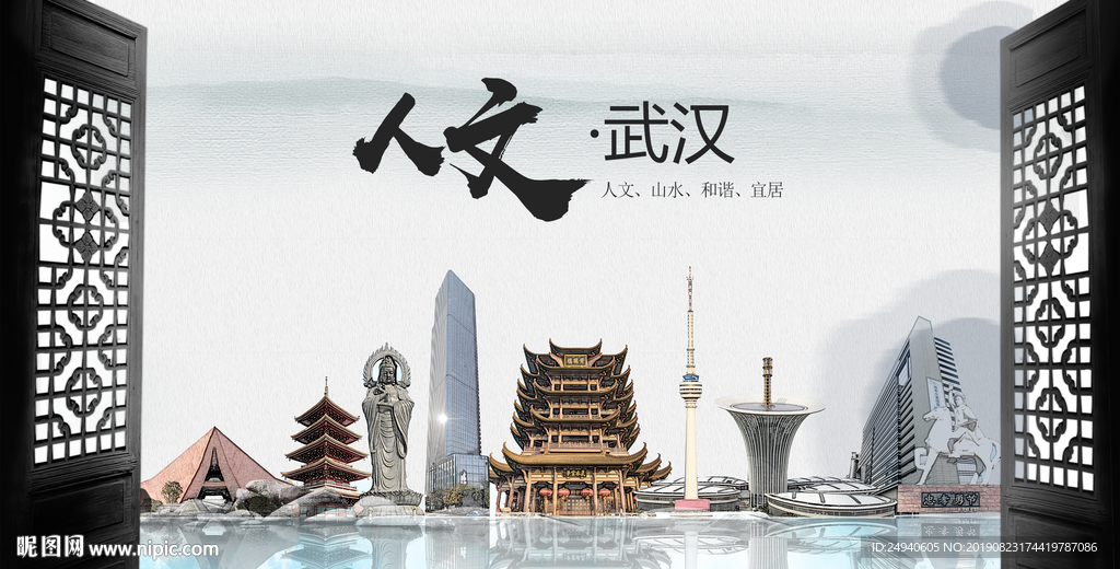 人文武汉中国风城市形象海报广告