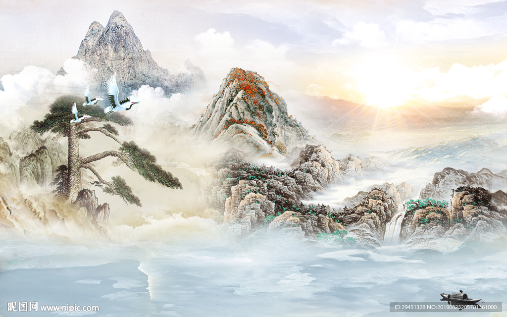 高清新山水画 TIF分层画