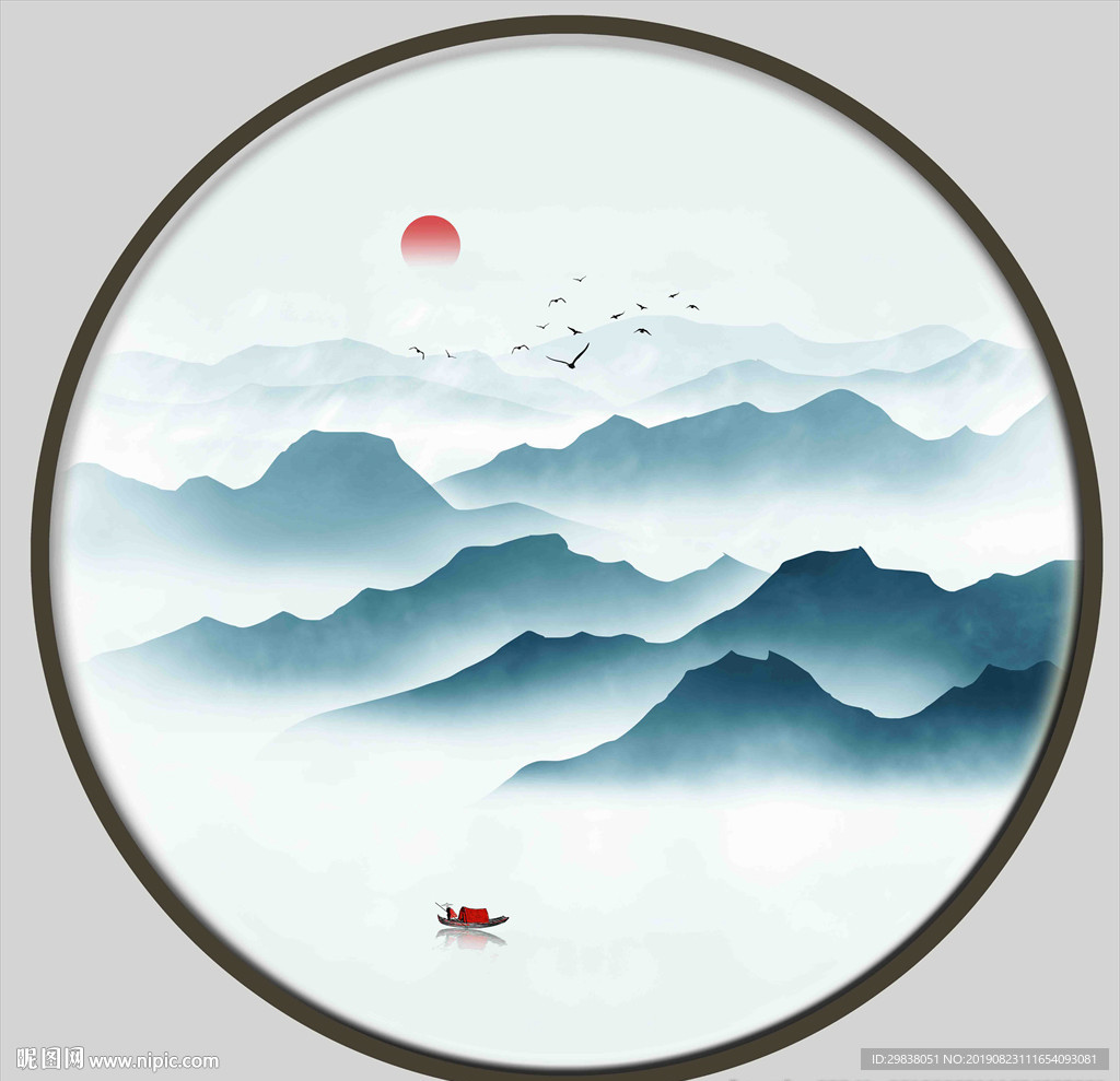 圆形山水