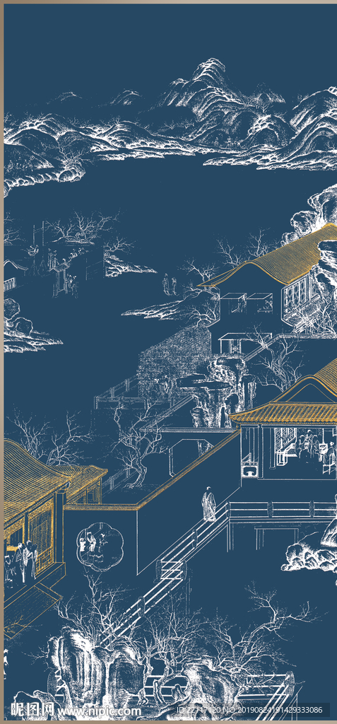 历代国画山水线稿