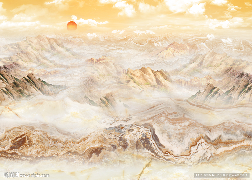大理石纹山水