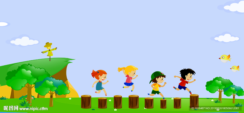 家庭日 郊游 手绘 卡通 游玩