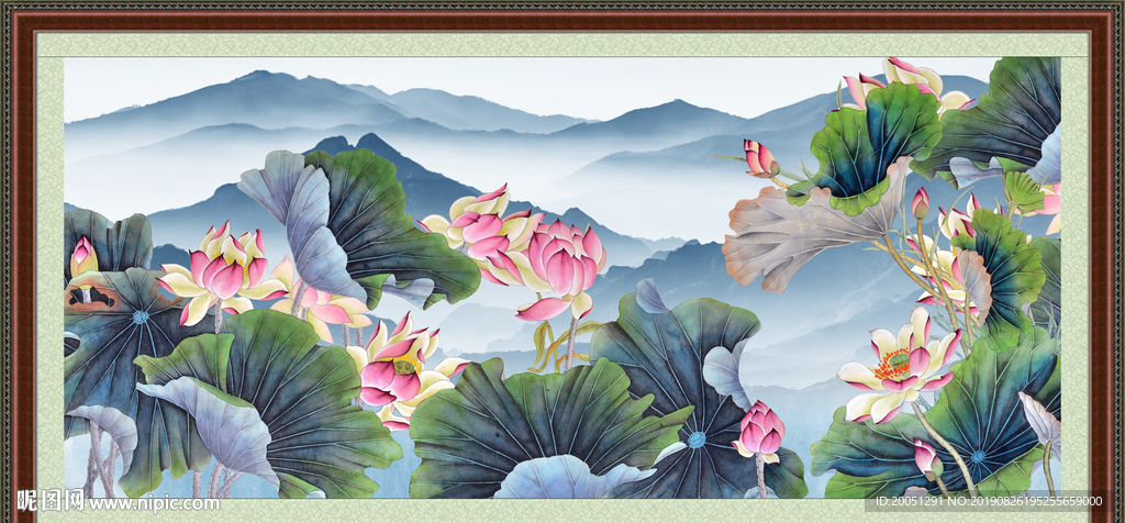 荷花国画