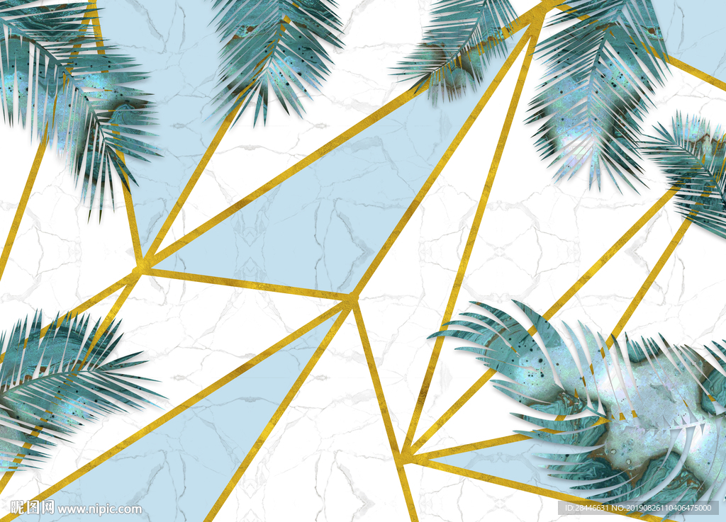 北欧简约时尚叶子背景墙