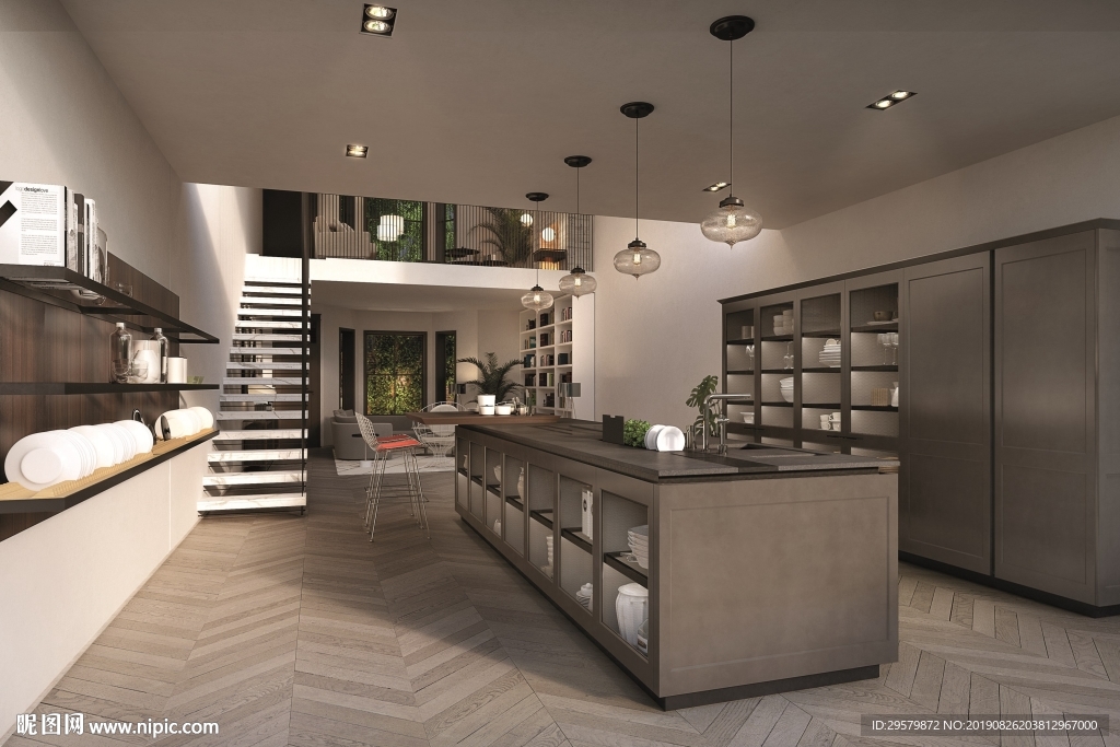 现代简约 北欧厨房橱柜效果图