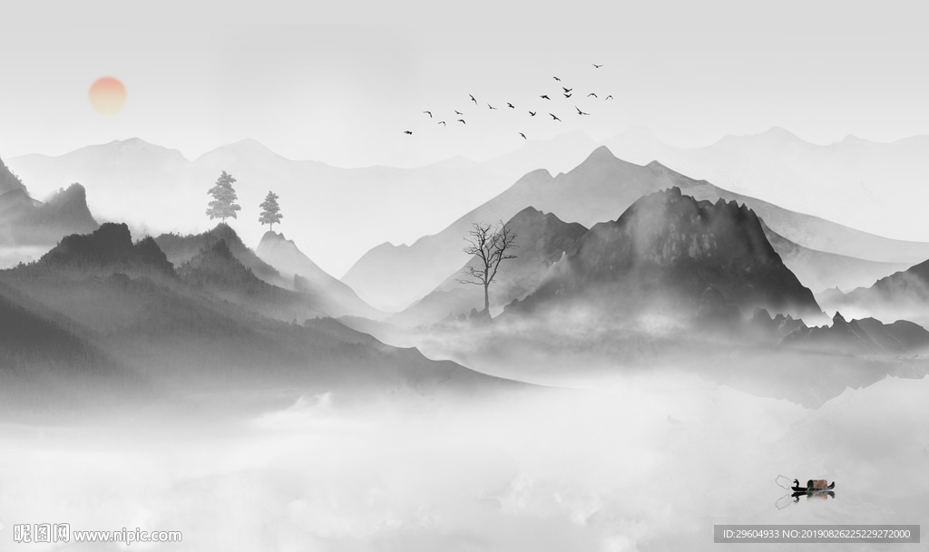 奢华意境新山水画 TIF分层