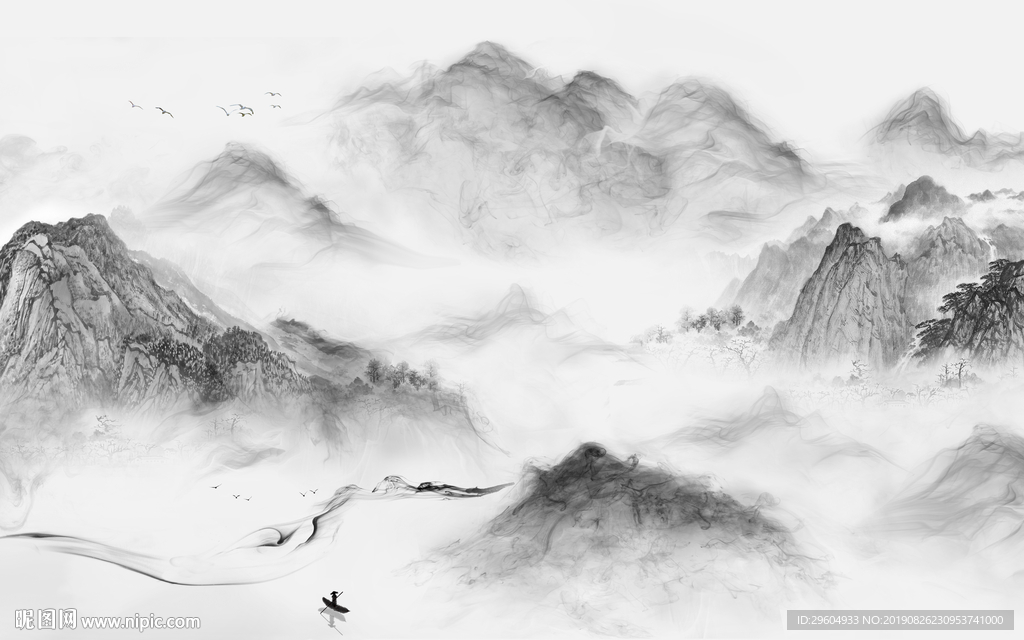 灰色 意境新山水画 TIF分层