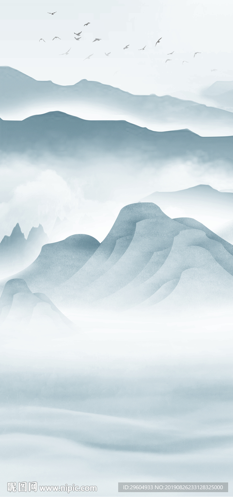 手绘玄关山水画 TIF分层