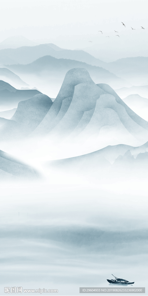 高清 玄关山水画 TIF分层