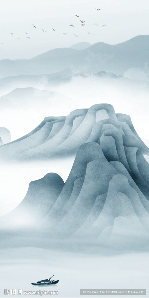 高清山水玄关画 TIF分层