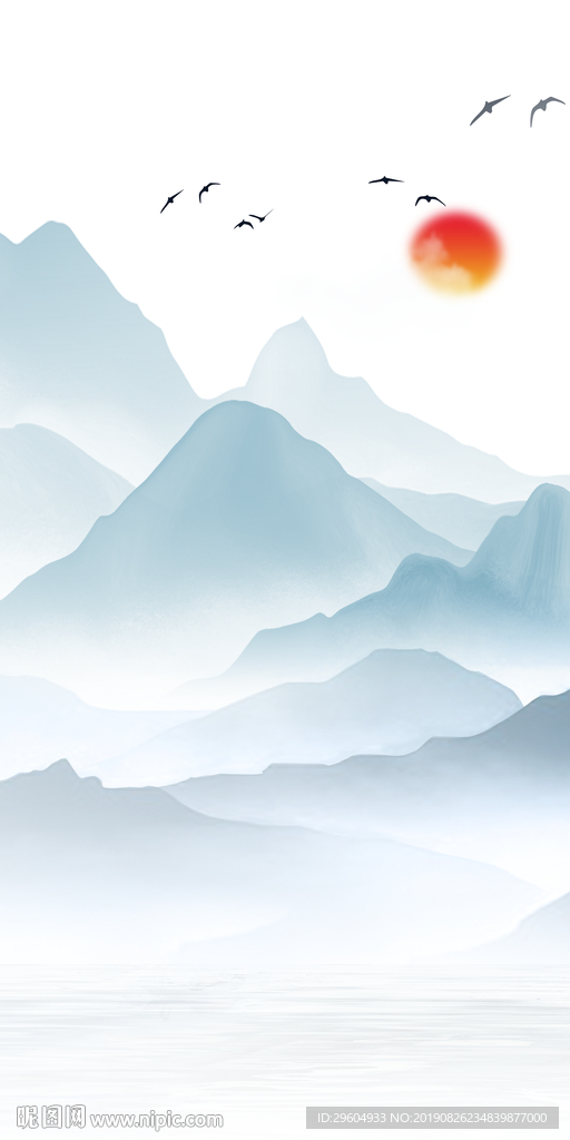 大气山水玄关画 TIF分层