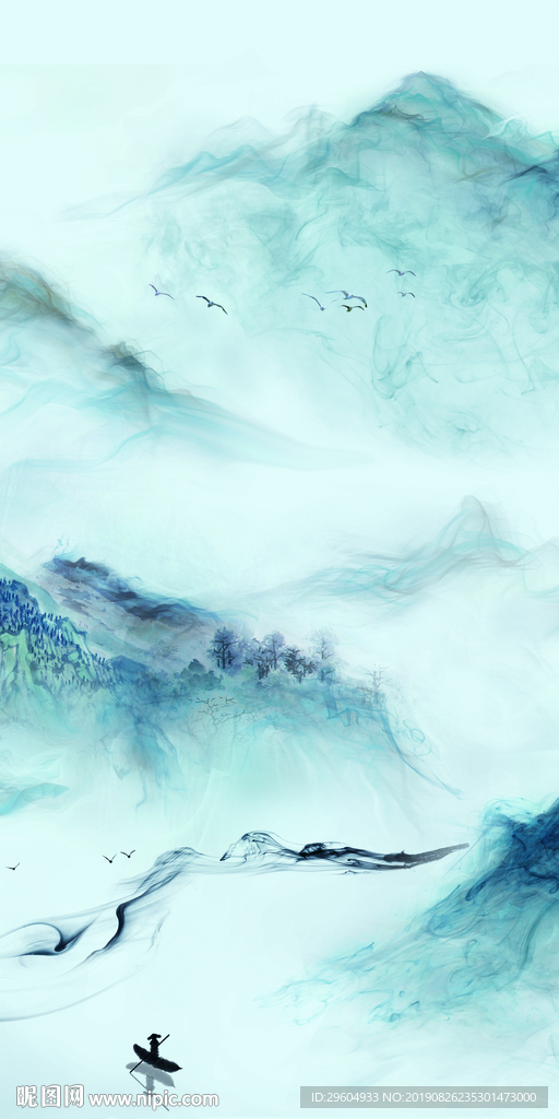 新品山水玄关画 TIF分层